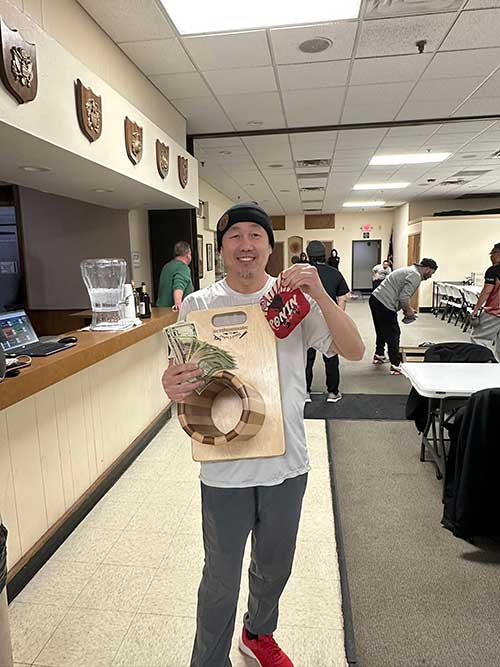 Cornhole winner.