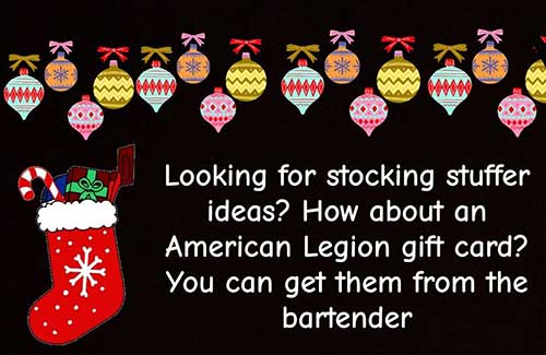 Get Stocking Stuffer ideas gift cards at American Legion N. St. Paul MN.