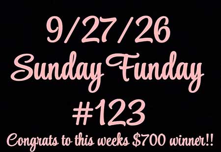 Sunday Funday Drawing win number.