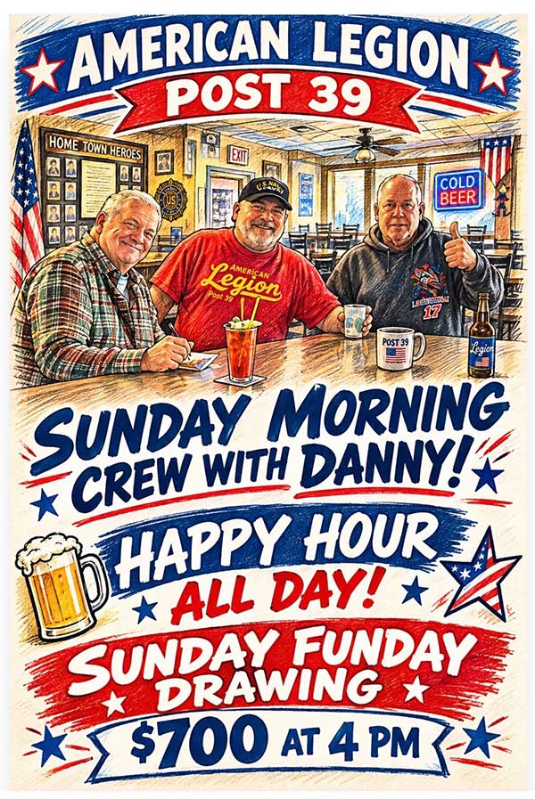 Saturday October 17, 2026 Bingo and Fish Sandwich special. Saturday October 17, 2026.